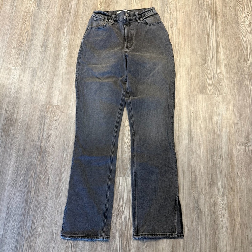 Abercrombie & Fitch Womens 25/0 90's Straight Ultra High Curve Love Gray Jeans
